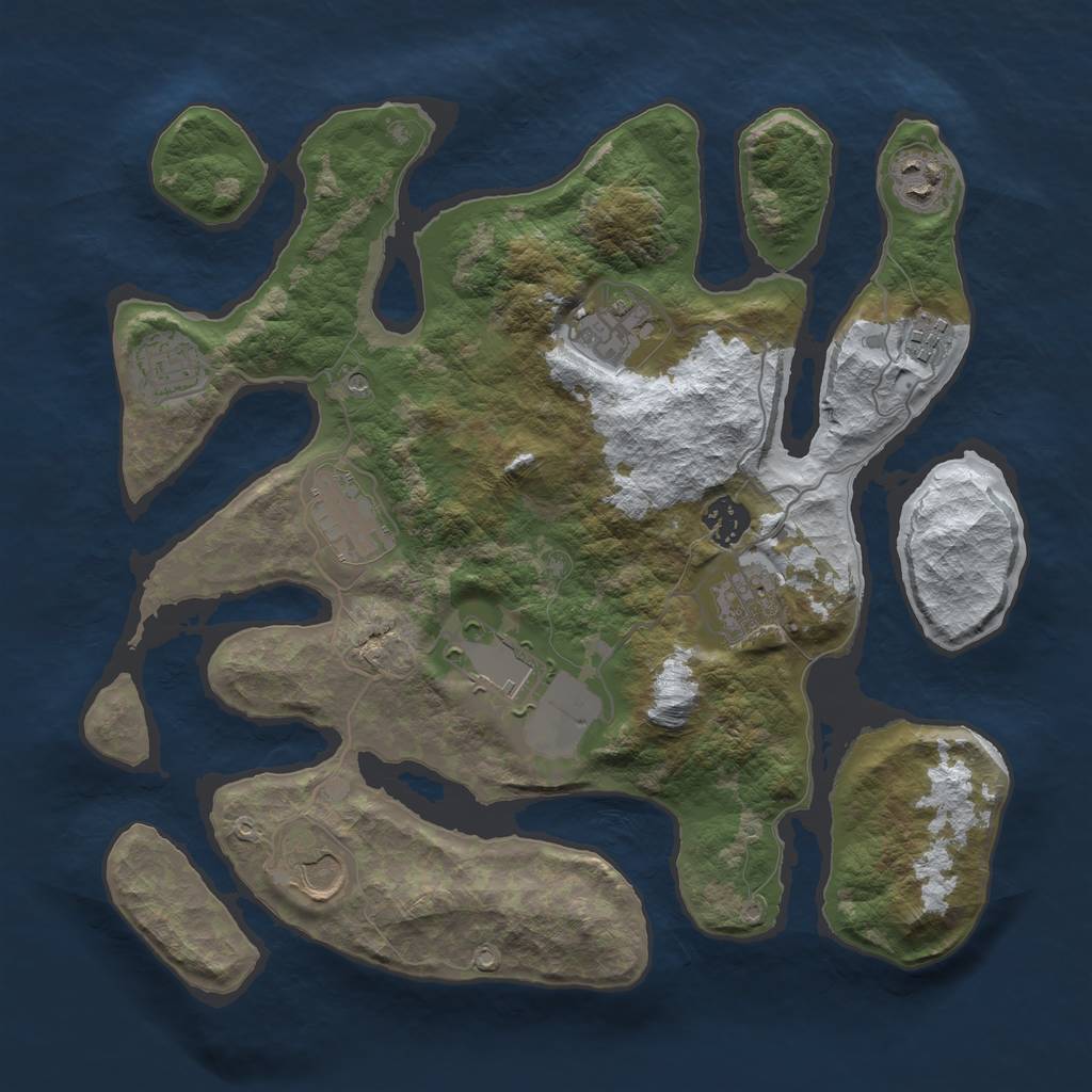 Rust Map: Barren, Size: 3500, Seed: 6220508, 12 Monuments