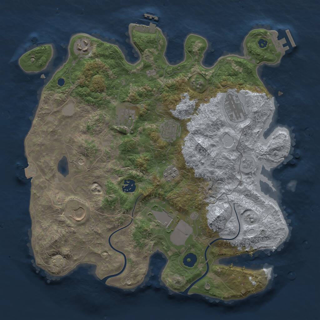 Rust Map: Procedural Map, Size: 3500, Seed: 1647507, 14 Monuments