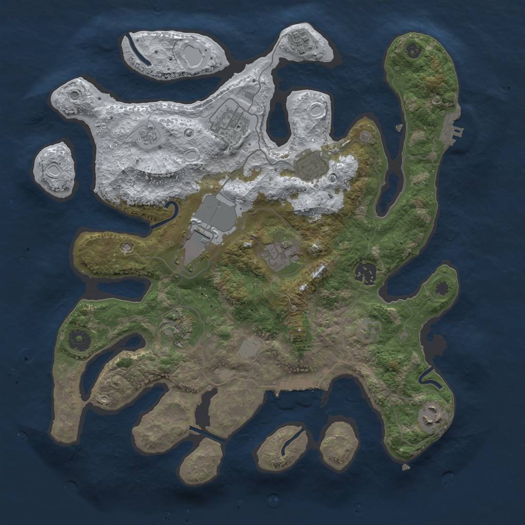 Rust Map: Procedural Map, Size: 3500, Seed: 1108916, 16 Monuments