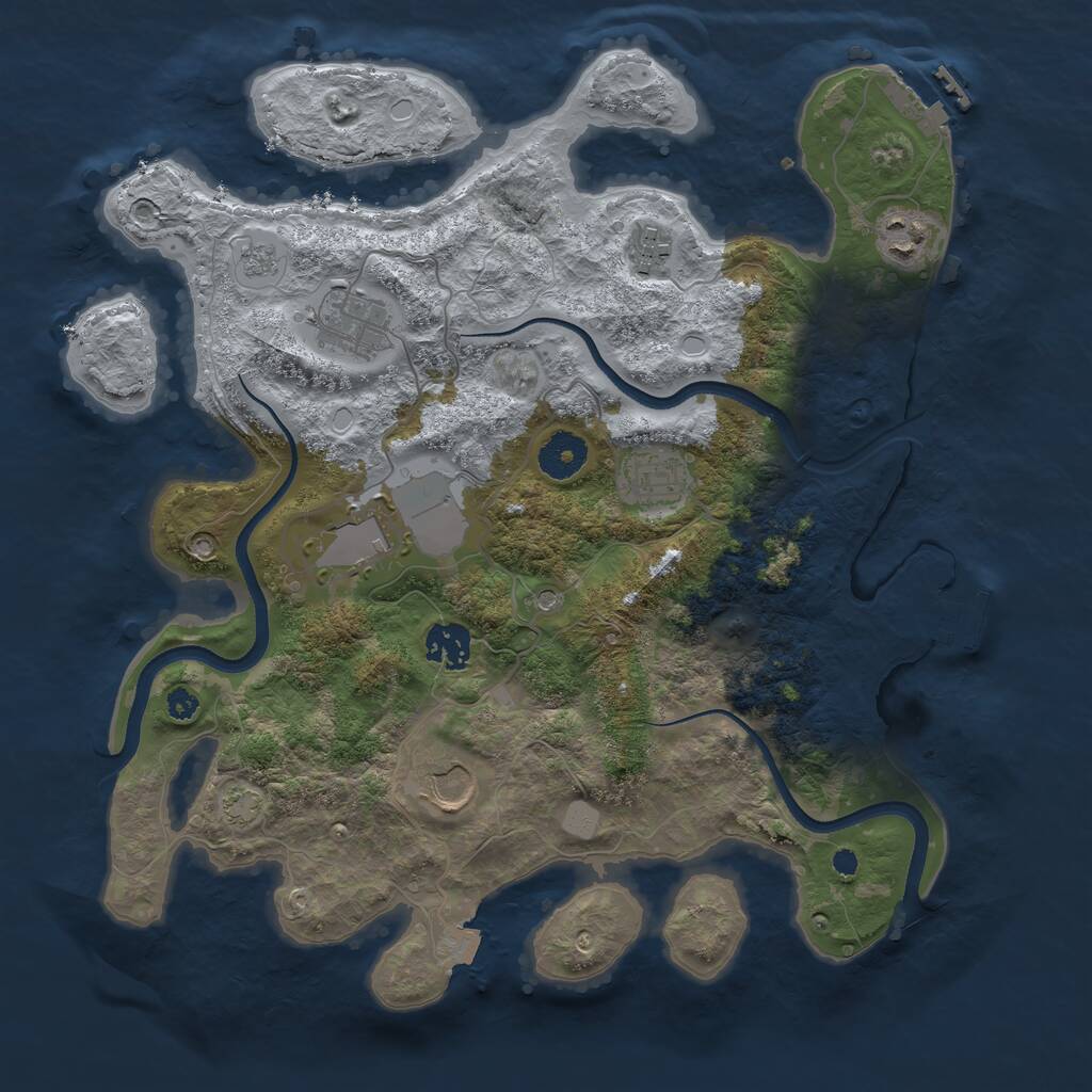 Rust Map: Procedural Map, Size: 3500, Seed: 1108916, 13 Monuments