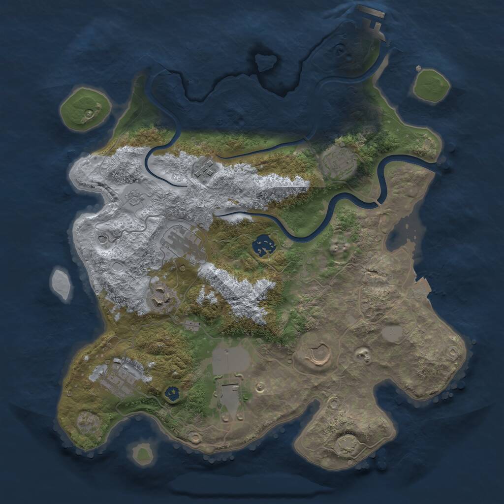 Rust Map: Procedural Map, Size: 3500, Seed: 3963938, 13 Monuments