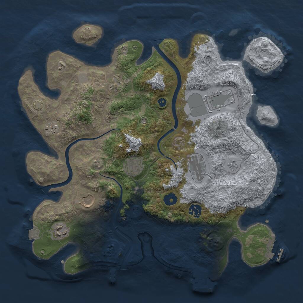 Rust Map: Procedural Map, Size: 3500, Seed: 4765230, 14 Monuments