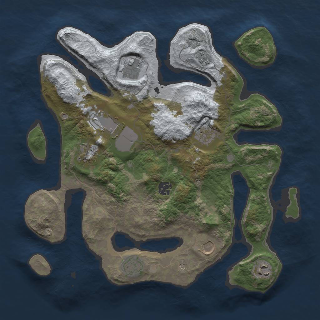 Rust Map: Barren, Size: 3500, Seed: 6149746, 12 Monuments