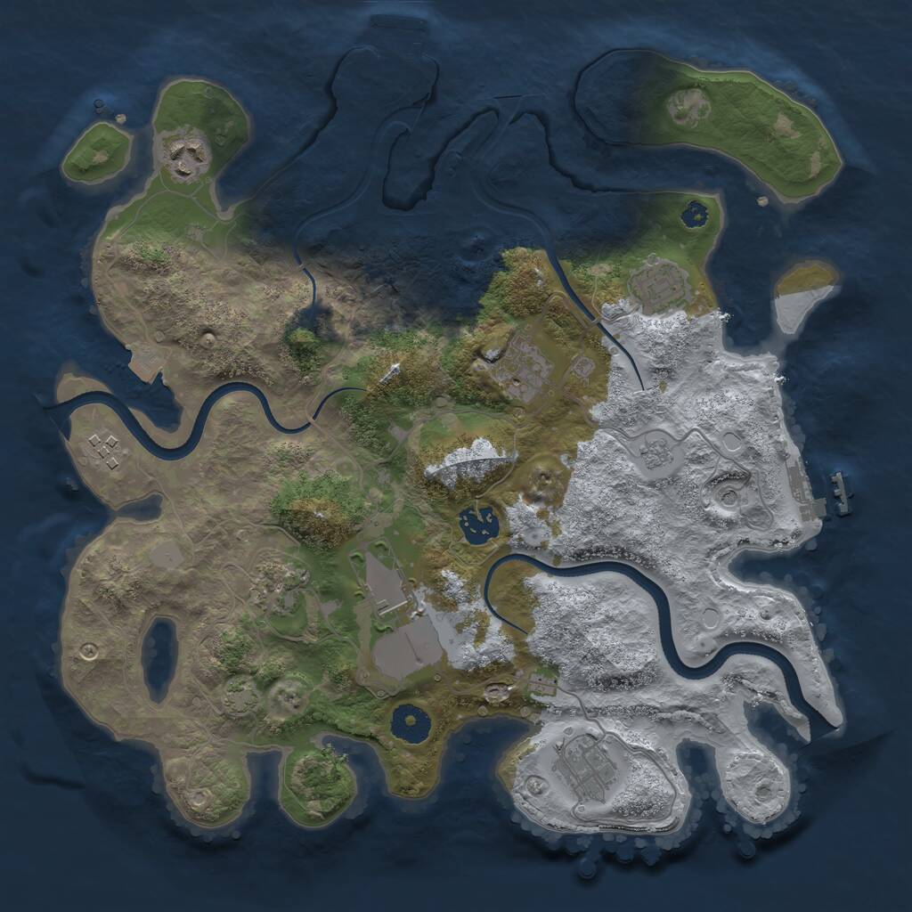 Rust Map: Procedural Map, Size: 3500, Seed: 3297253, 14 Monuments