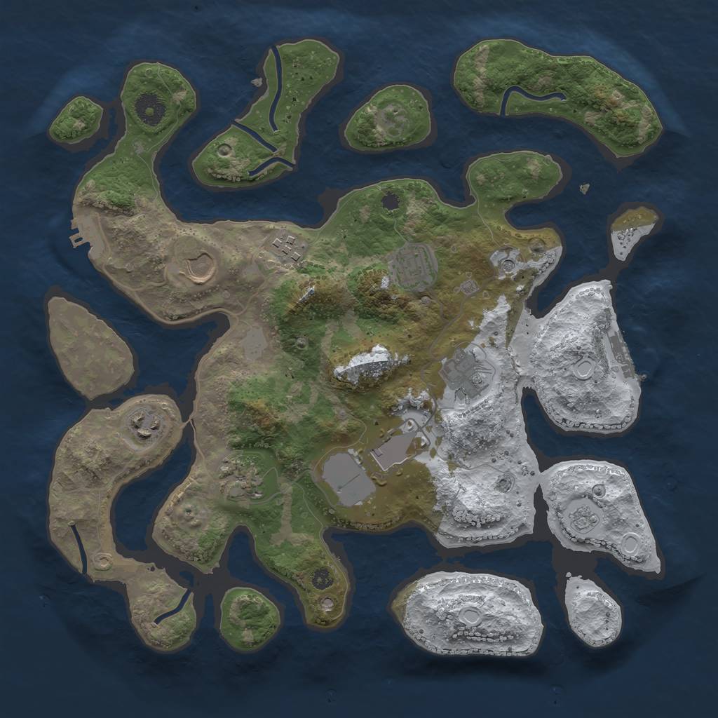Rust Map: Procedural Map, Size: 3500, Seed: 3297253, 16 Monuments