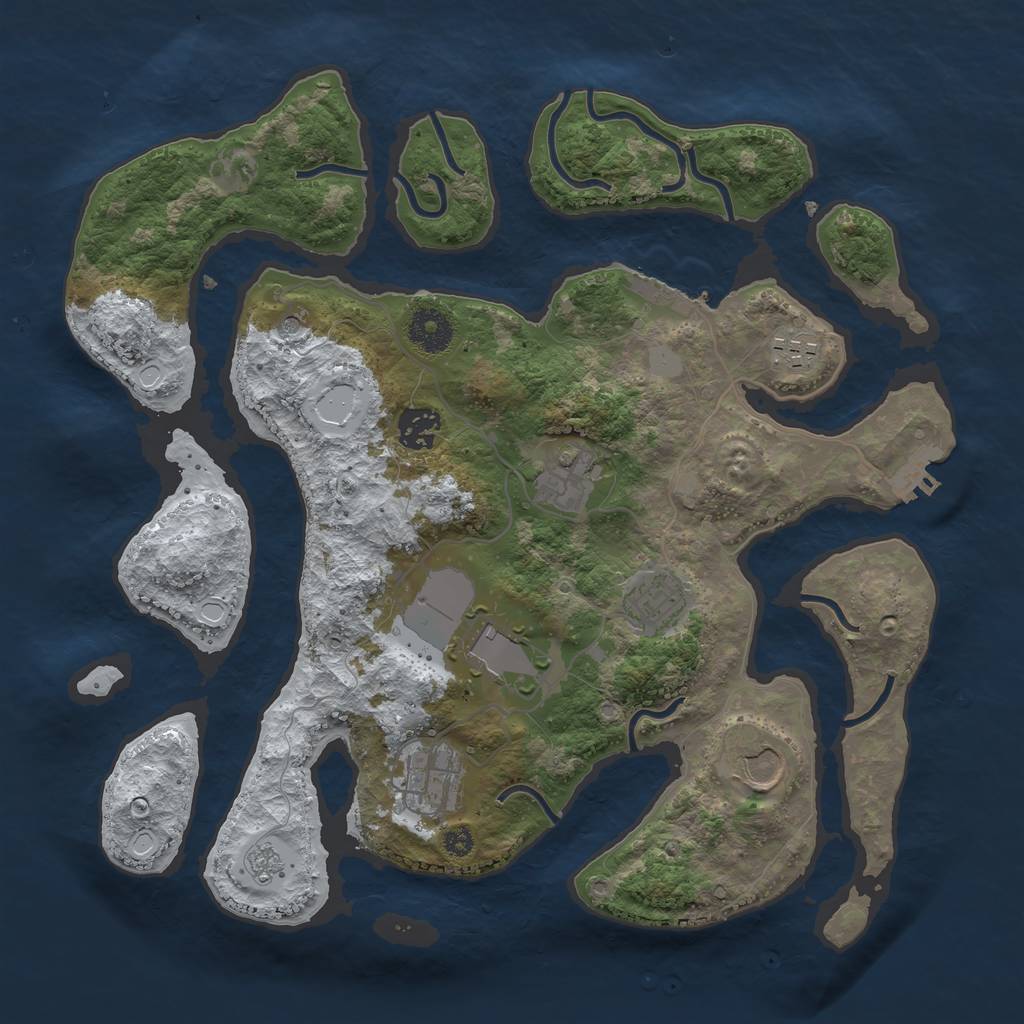 Rust Map: Procedural Map, Size: 3500, Seed: 2449663, 16 Monuments