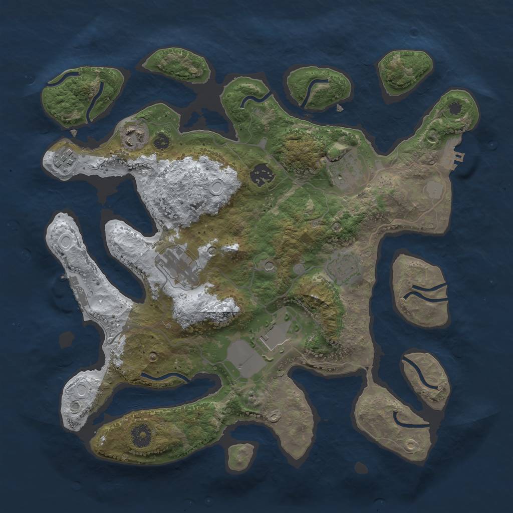 Rust Map: Procedural Map, Size: 3500, Seed: 3008580, 15 Monuments