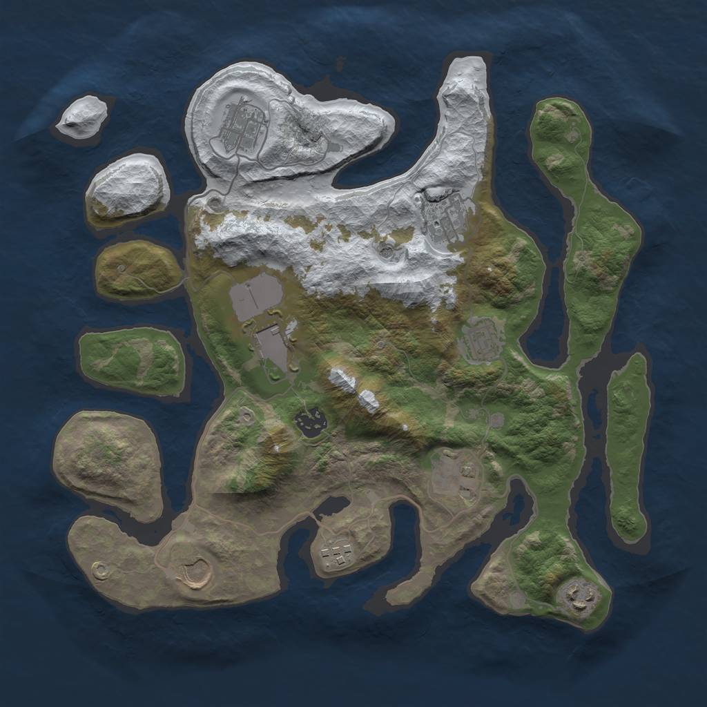 Rust Map: Barren, Size: 3500, Seed: 3082645, 12 Monuments