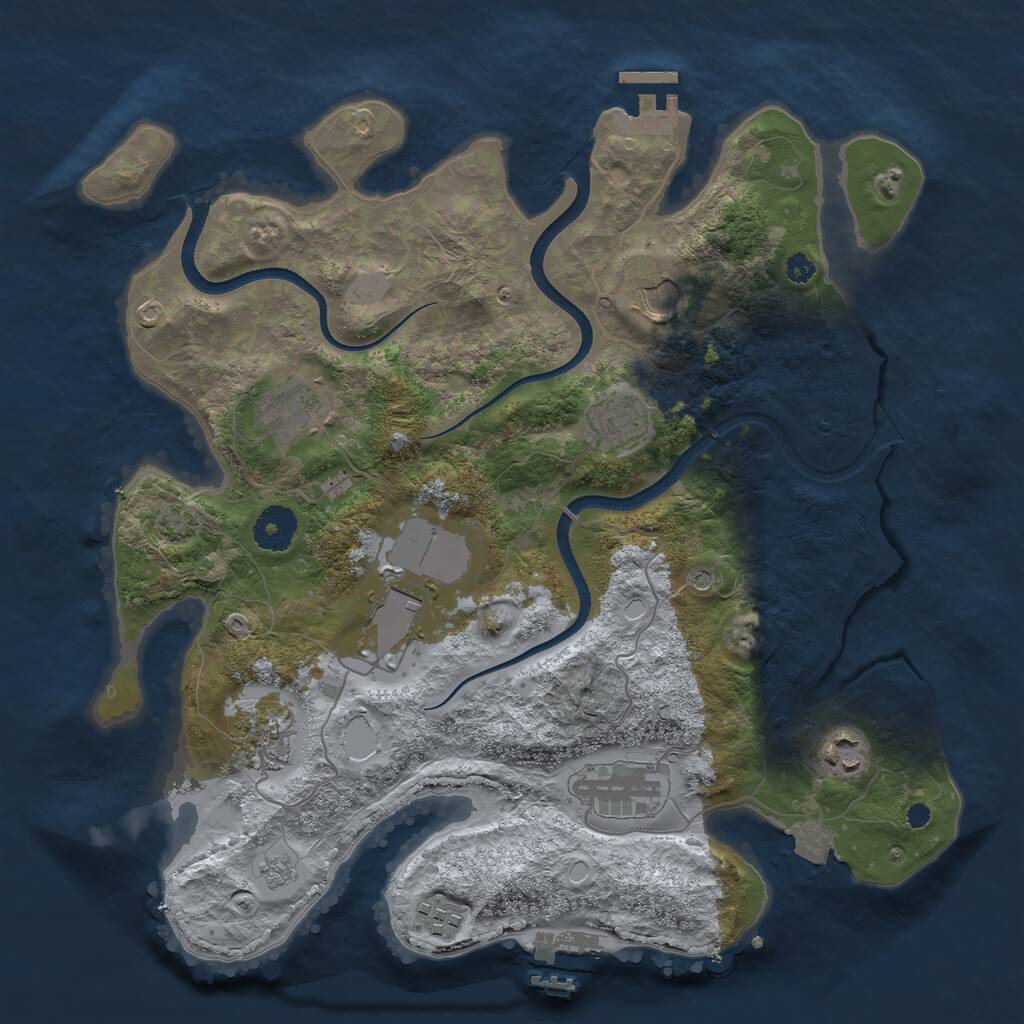 Rust Map: Procedural Map, Size: 3500, Seed: 5410378, 14 Monuments