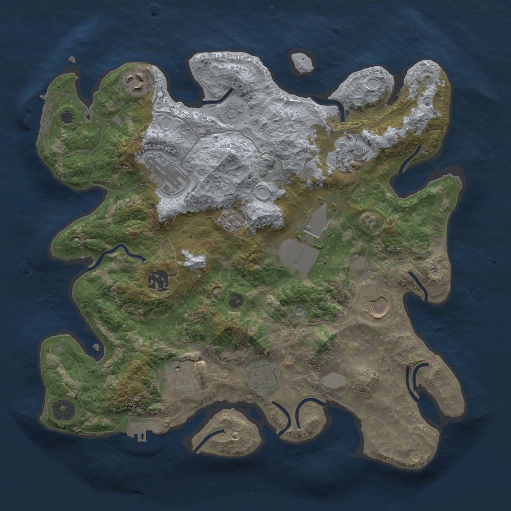 Rust Map: Procedural Map, Size: 3500, Seed: 1564437646, 18 Monuments