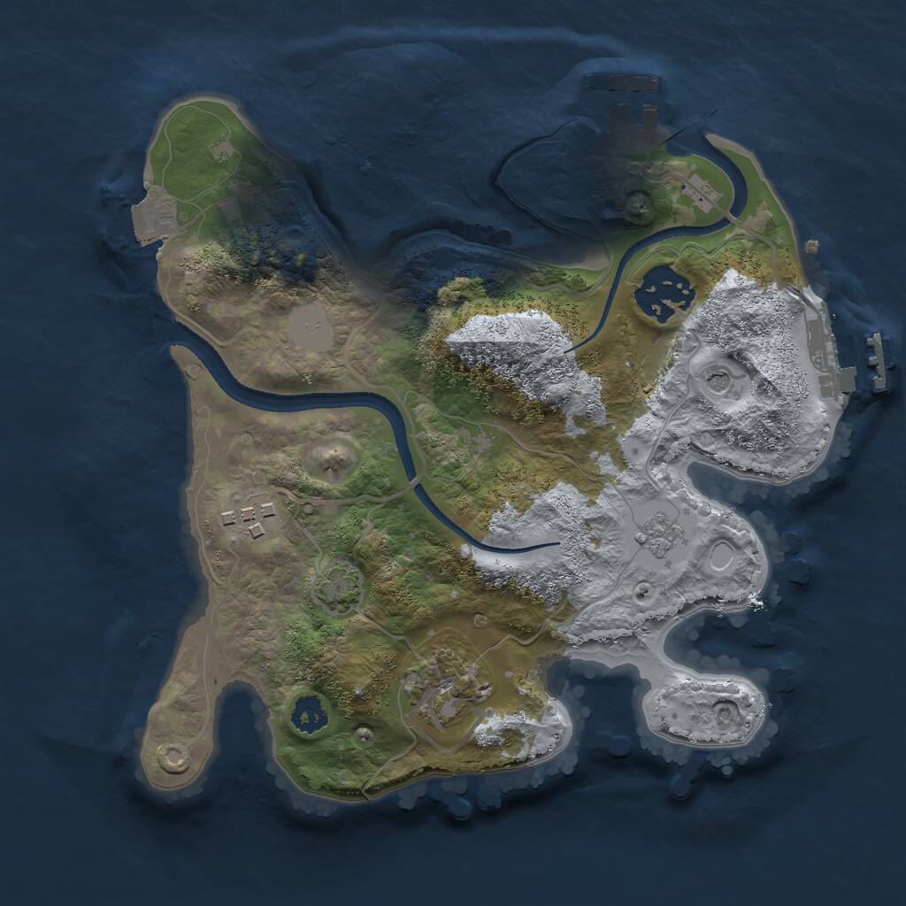 Rust Map: Procedural Map, Size: 2500, Seed: 4779424, 9 Monuments