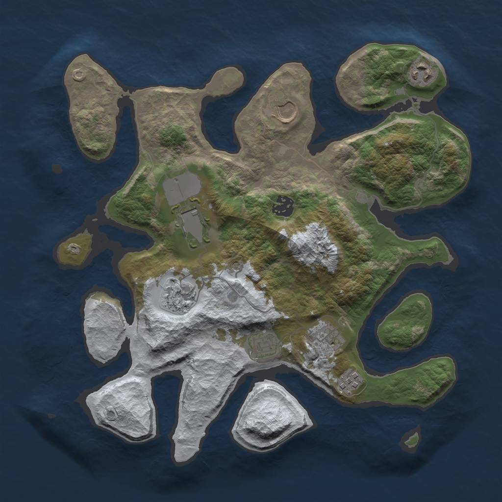 Rust Map: Barren, Size: 3500, Seed: 723803, 11 Monuments