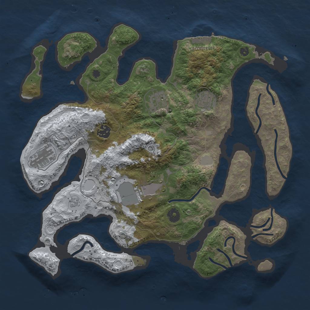 Rust Map: Procedural Map, Size: 3500, Seed: 2917994, 13 Monuments