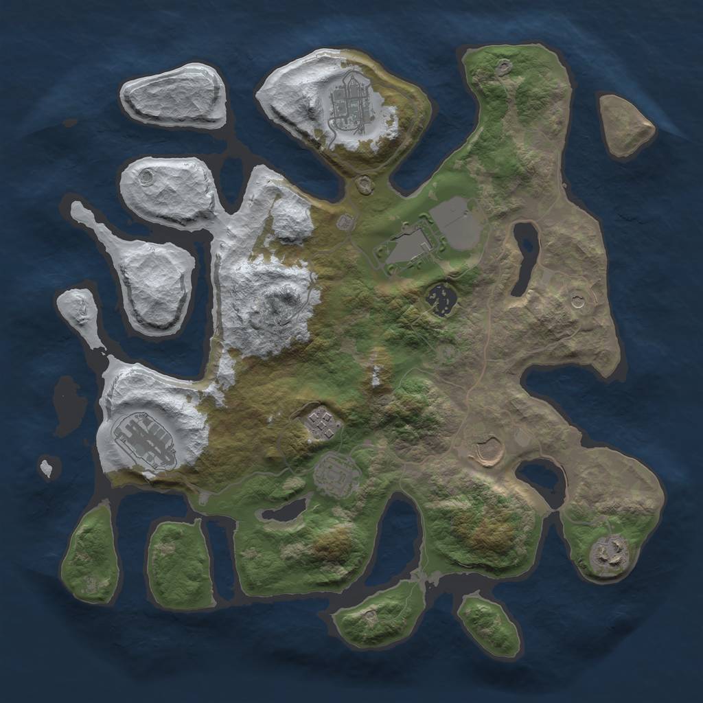 Rust Map: Barren, Size: 3500, Seed: 4603429, 11 Monuments