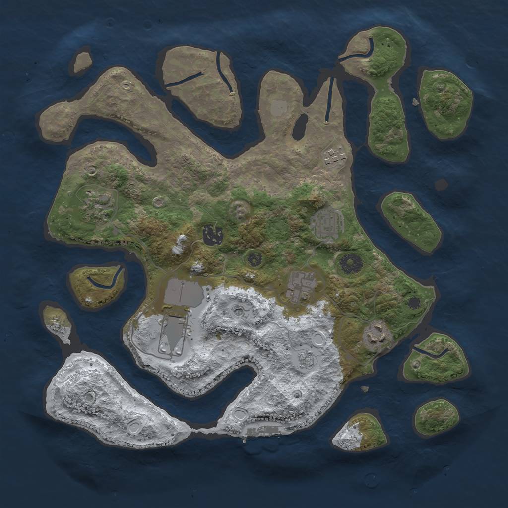 Rust Map: Procedural Map, Size: 3500, Seed: 1675629, 15 Monuments