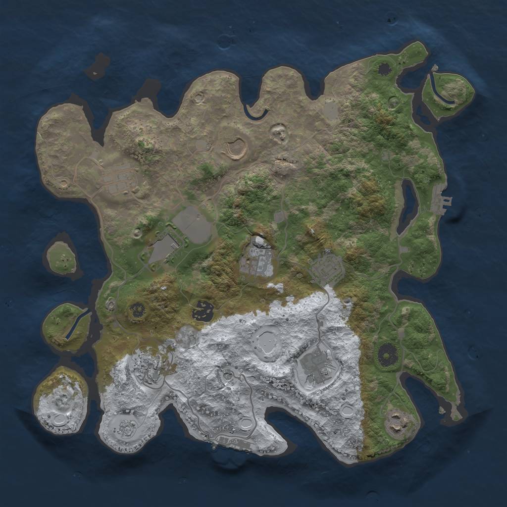 Rust Map: Procedural Map, Size: 3500, Seed: 418022, 18 Monuments