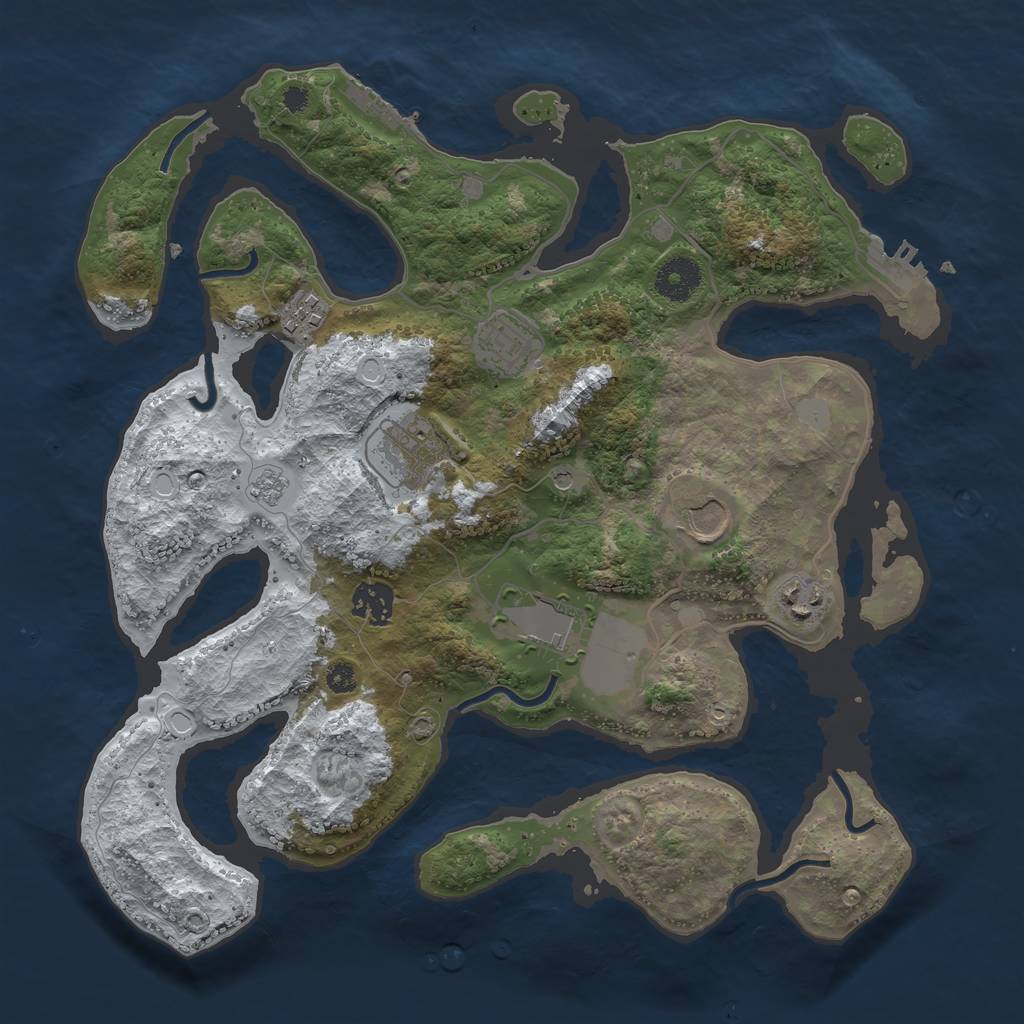 Rust Map: Procedural Map, Size: 3500, Seed: 974710, 16 Monuments