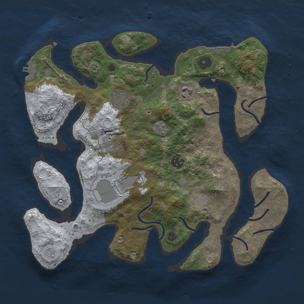 Rust Map: Procedural Map, Size: 3500, Seed: 922791, 15 Monuments