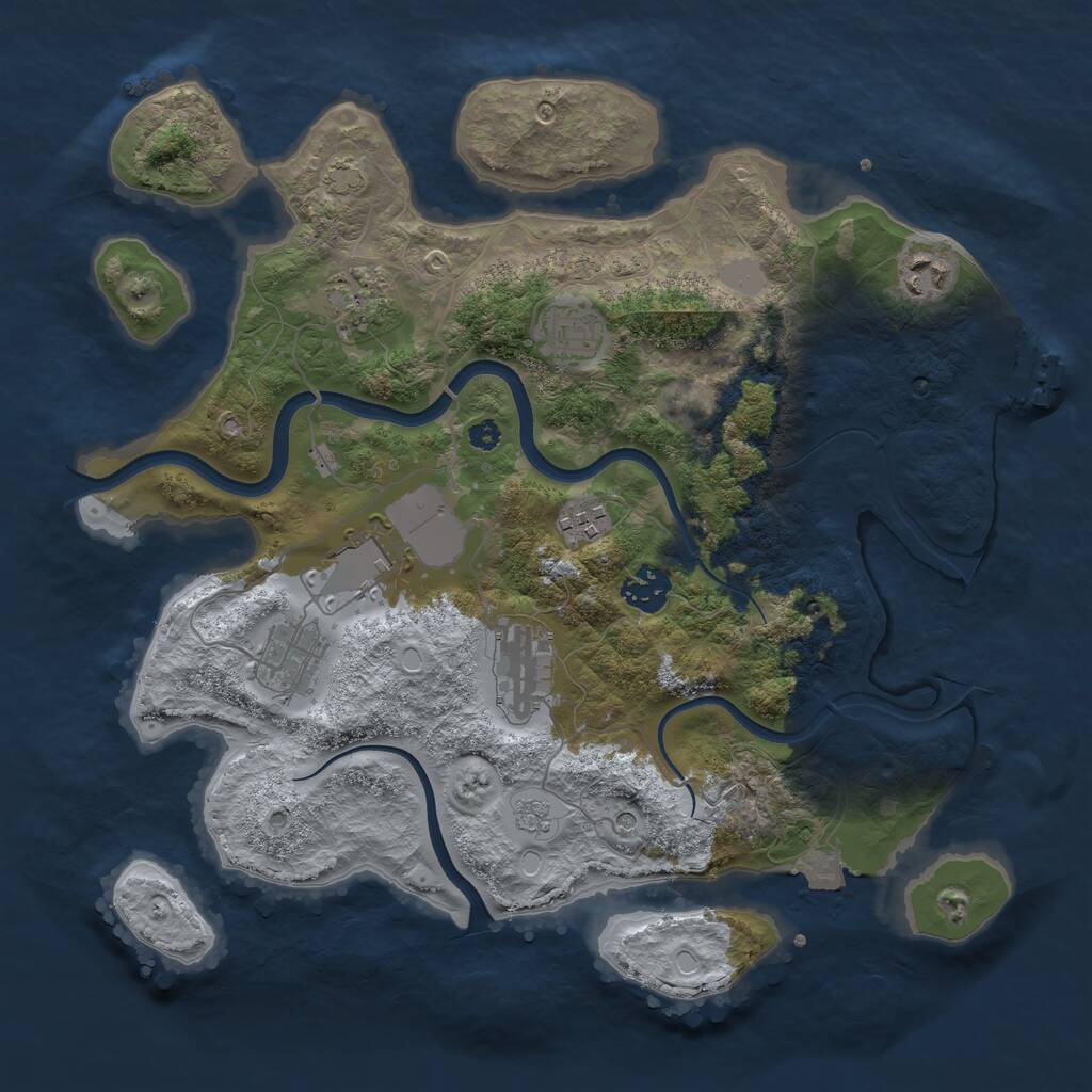 Rust Map: Procedural Map, Size: 3500, Seed: 5210022, 13 Monuments