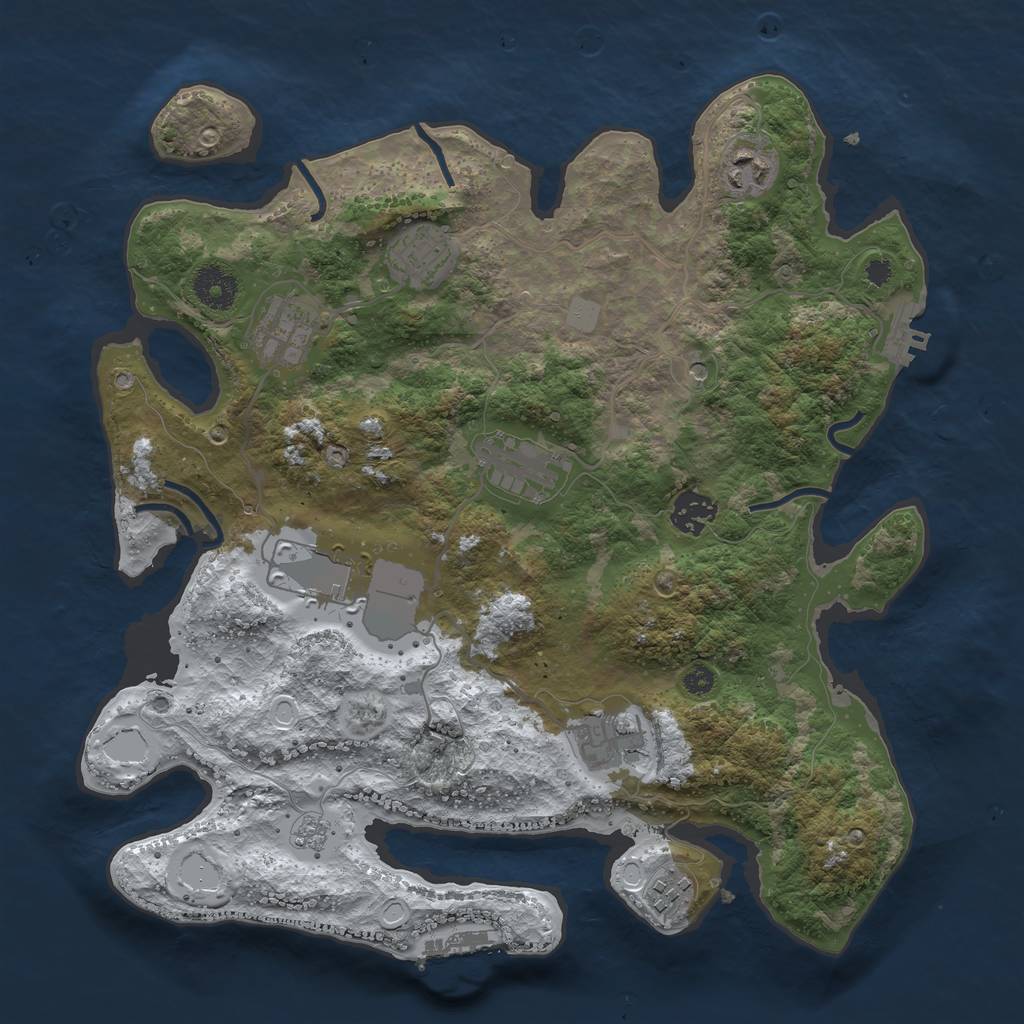 Rust Map: Procedural Map, Size: 3500, Seed: 3788284, 17 Monuments