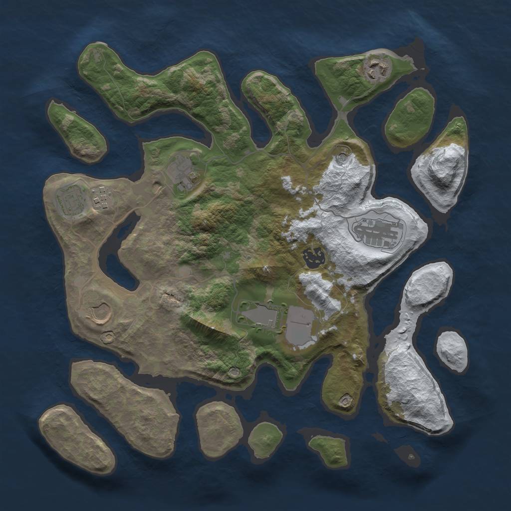 Rust Map: Barren, Size: 3500, Seed: 5656536, 11 Monuments