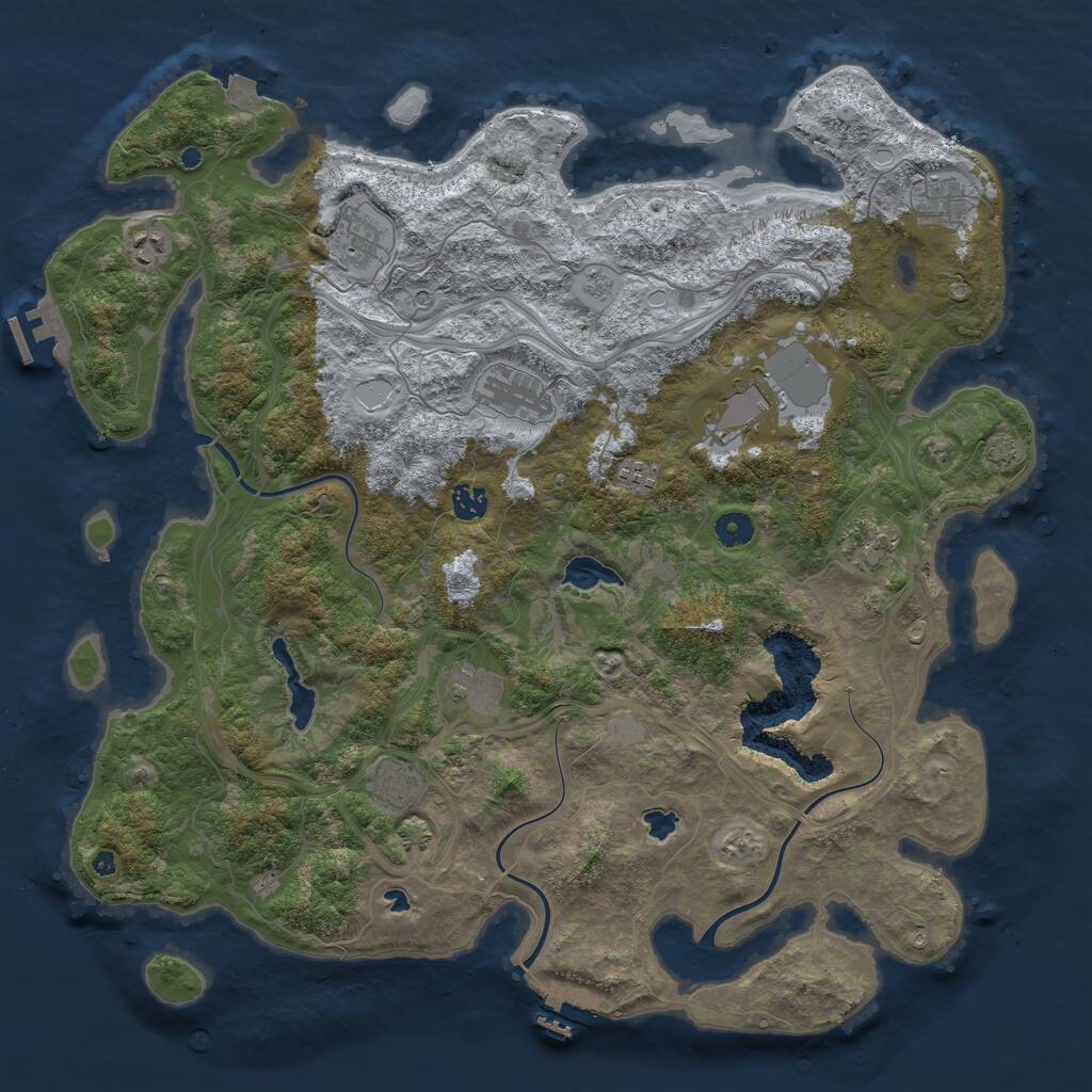 Rust Map: Procedural Map, Size: 4500, Seed: 4840916, 16 Monuments