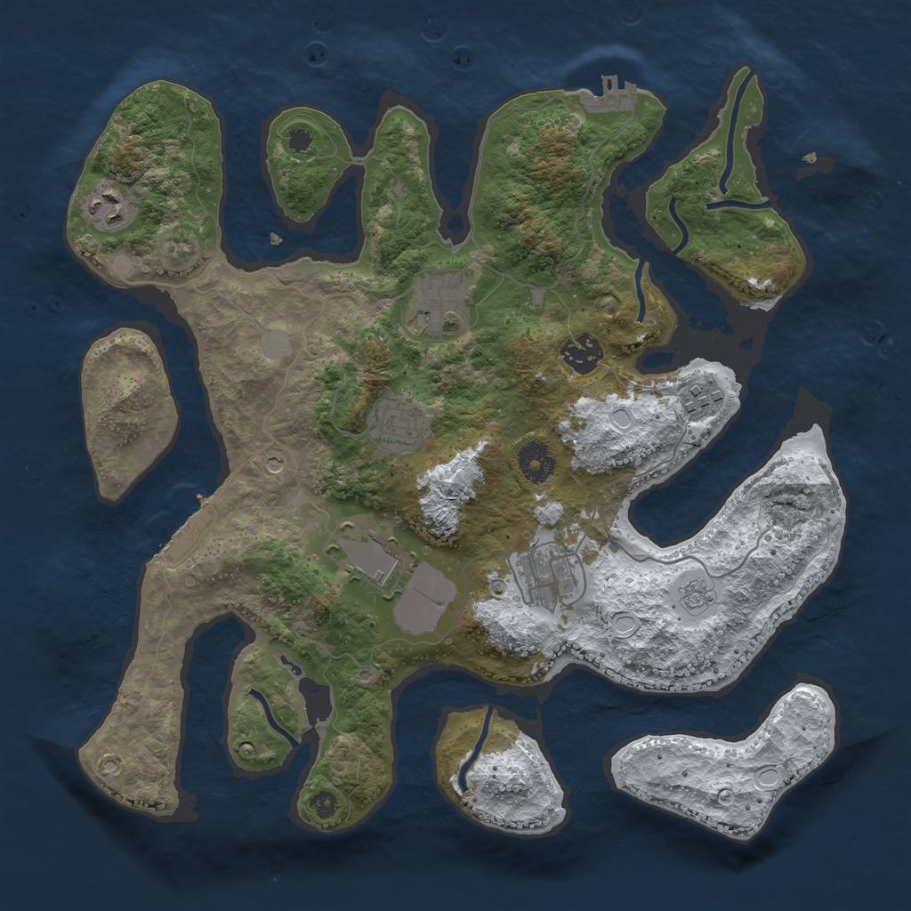 Rust Map: Procedural Map, Size: 3500, Seed: 2643539, 16 Monuments