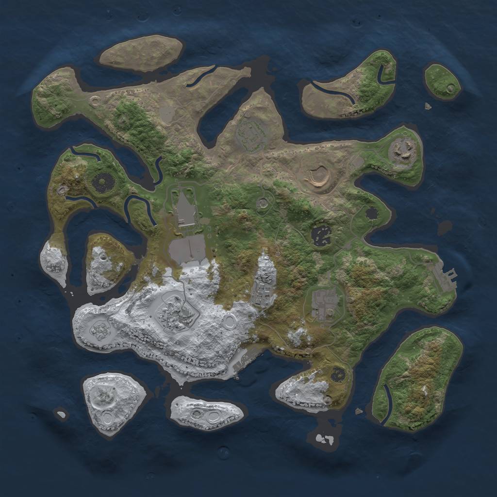 Rust Map: Procedural Map, Size: 3500, Seed: 5524240, 17 Monuments