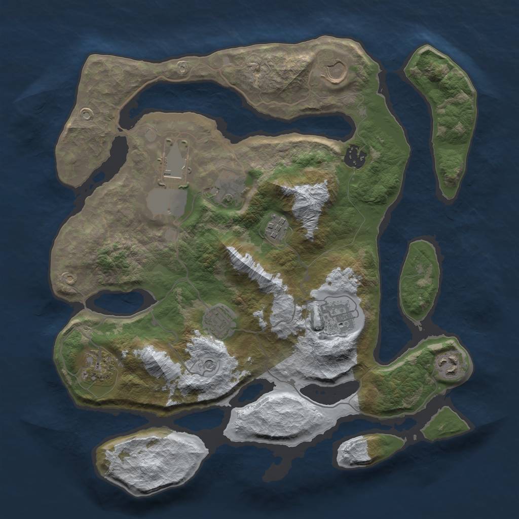 Rust Map: Barren, Size: 3500, Seed: 972360, 12 Monuments