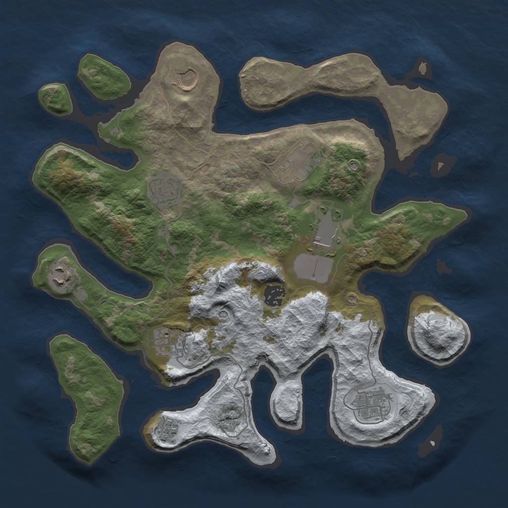 Rust Map: Barren, Size: 3500, Seed: 5641132, 12 Monuments