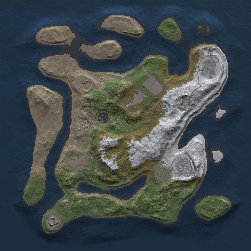 Rust Map: Barren, Size: 3500, Seed: 5972346, 12 Monuments