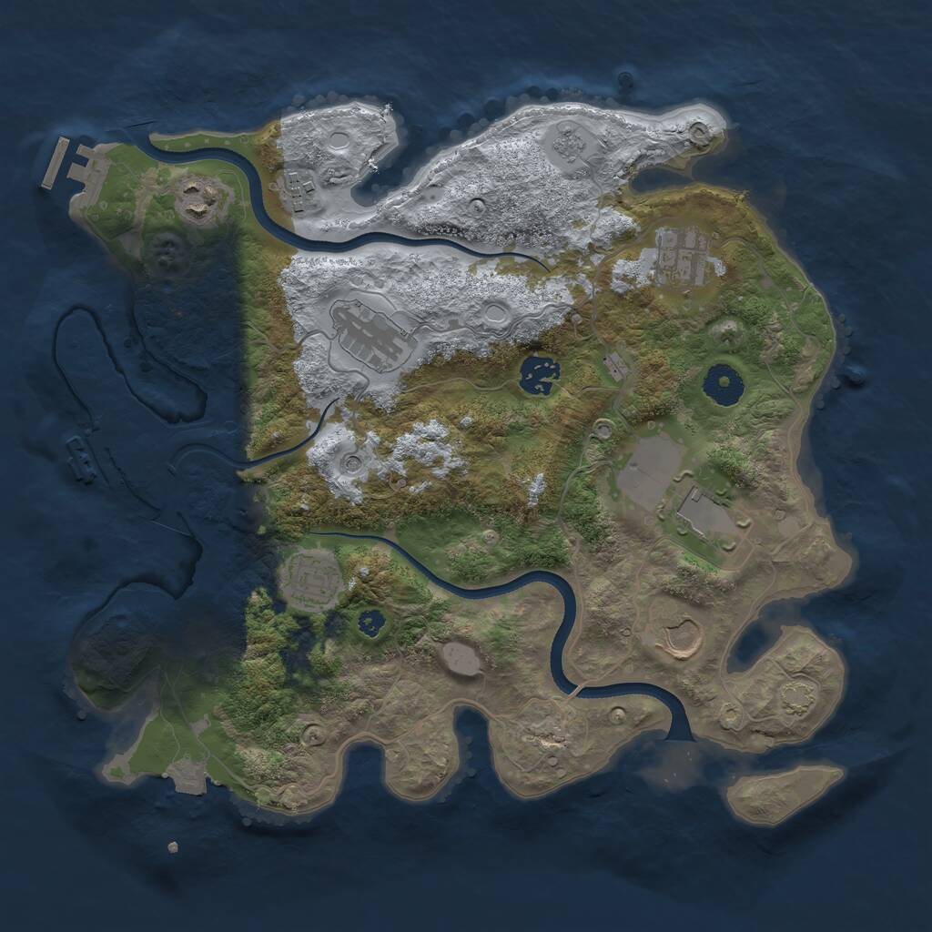 Rust Map: Procedural Map, Size: 3500, Seed: 2797623, 14 Monuments