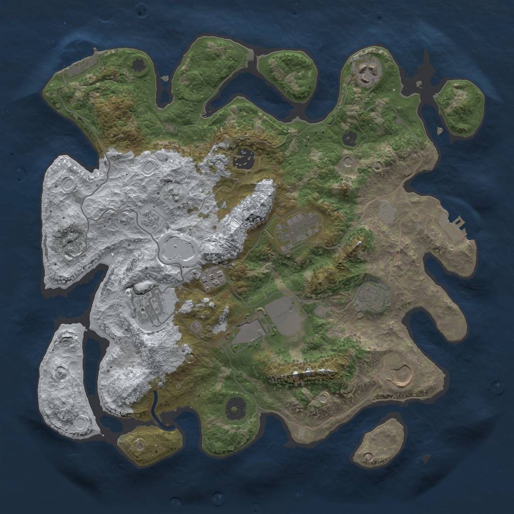 Rust Map: Procedural Map, Size: 3500, Seed: 2976601, 17 Monuments