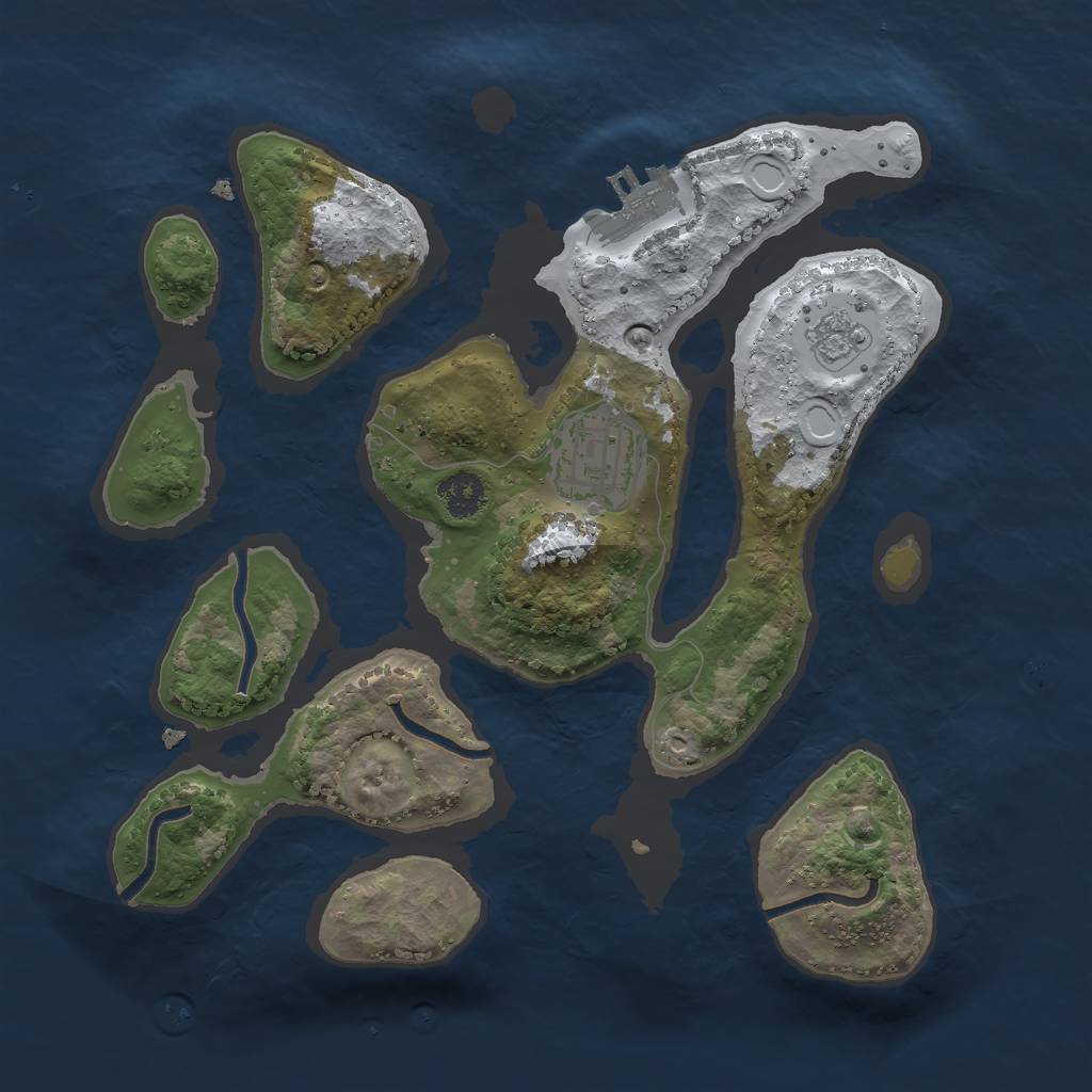 Rust Map: Procedural Map, Size: 2500, Seed: 5474551, 8 Monuments