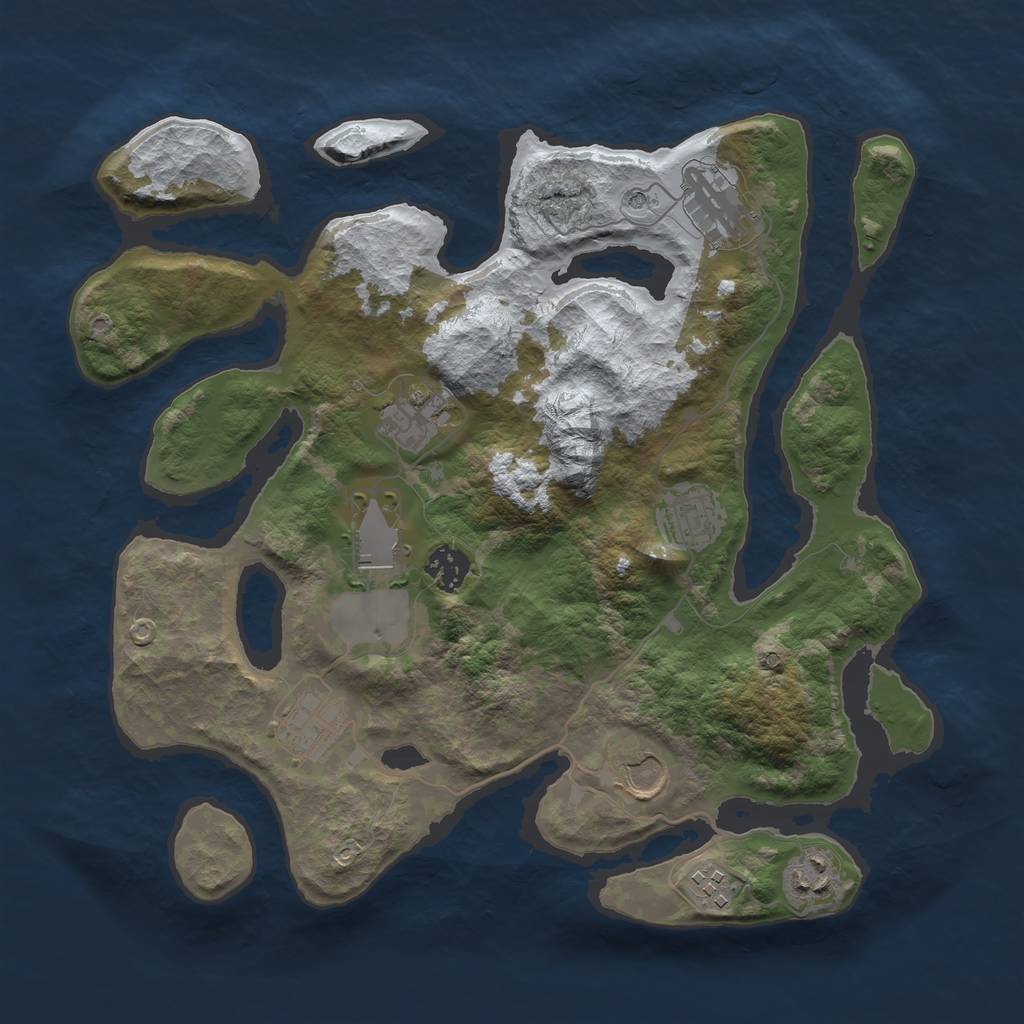Rust Map: Barren, Size: 3500, Seed: 394440, 12 Monuments