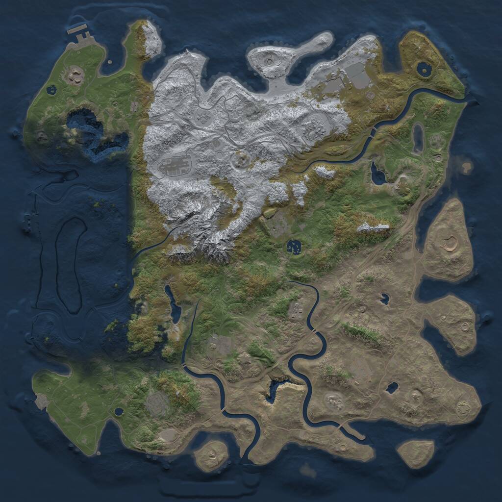 Rust Map: Procedural Map, Size: 5000, Seed: 587312875, 17 Monuments