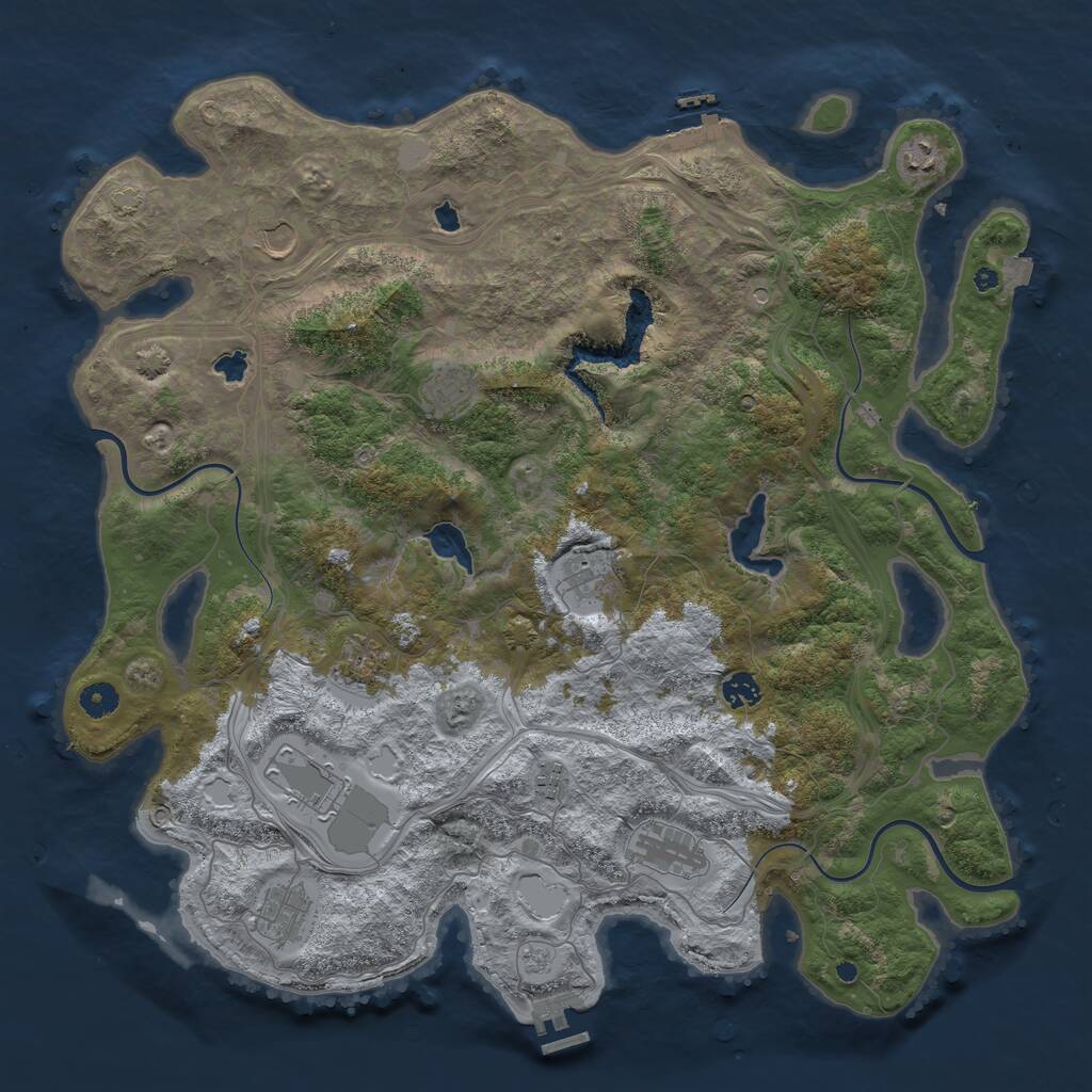 Rust Map: Procedural Map, Size: 4500, Seed: 1064541023, 16 Monuments