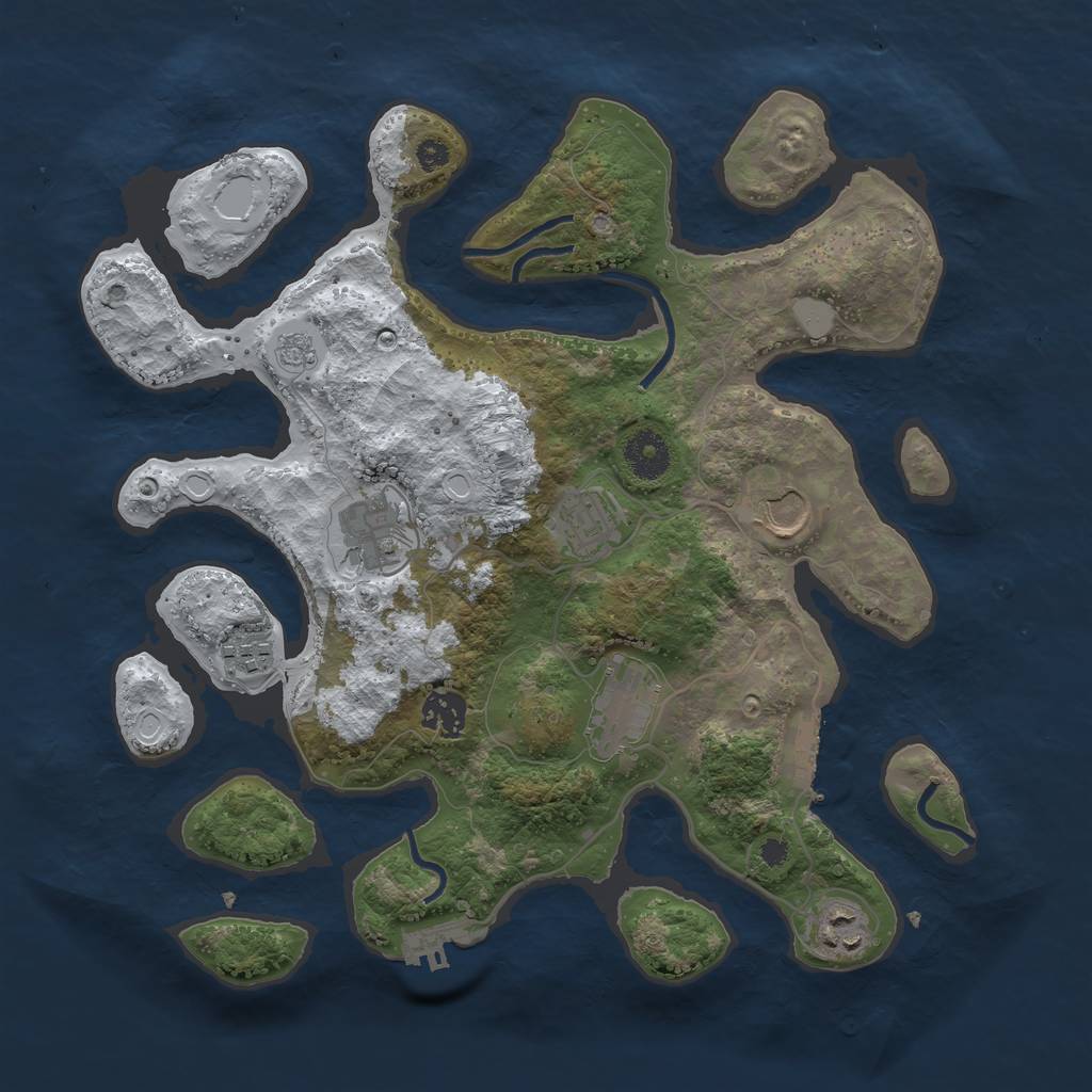 Rust Map: Procedural Map, Size: 3500, Seed: 393811788, 15 Monuments