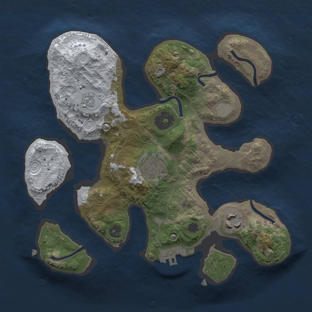 Rust Map: Procedural Map, Size: 2500, Seed: 2055894, 9 Monuments