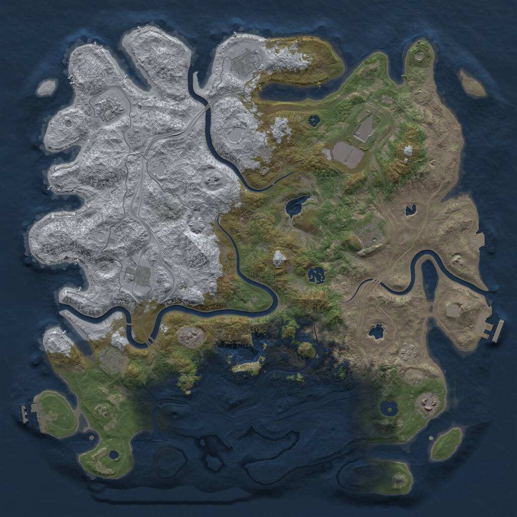 Rust Map: Procedural Map, Size: 4500, Seed: 53709042, 15 Monuments