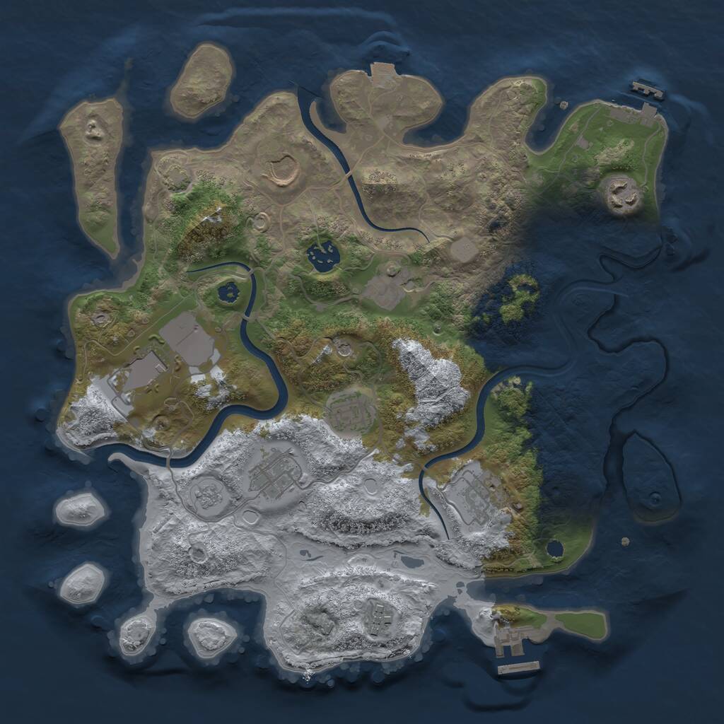 Rust Map: Procedural Map, Size: 3500, Seed: 1834891033, 15 Monuments