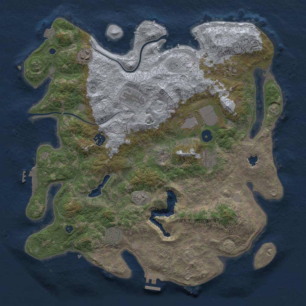 Rust Map: Procedural Map, Size: 4000, Seed: 2034932782, 13 Monuments