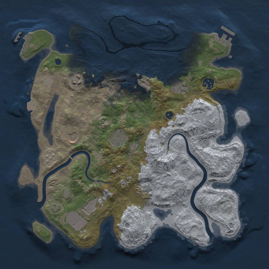 Rust Map: Procedural Map, Size: 3500, Seed: 841339, 15 Monuments