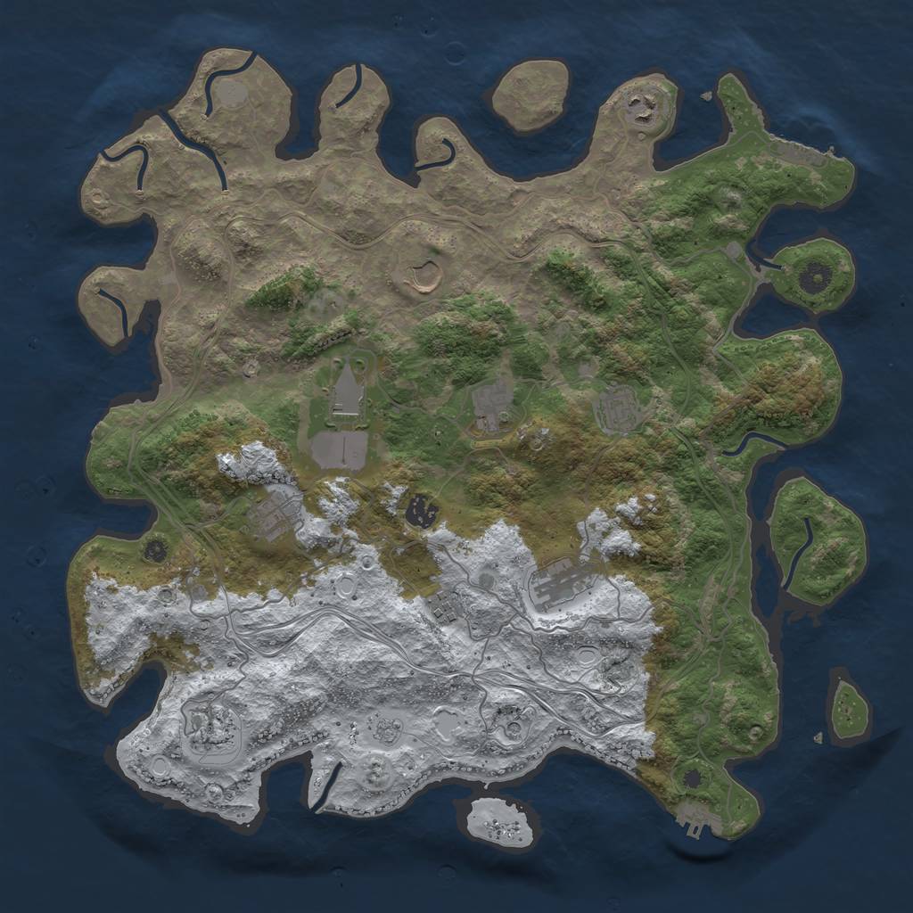 Rust Map: Procedural Map, Size: 4250, Seed: 707197, 19 Monuments