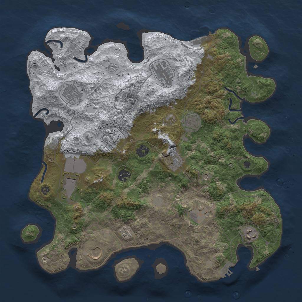 Rust Map: Procedural Map, Size: 3700, Seed: 198462138, 20 Monuments