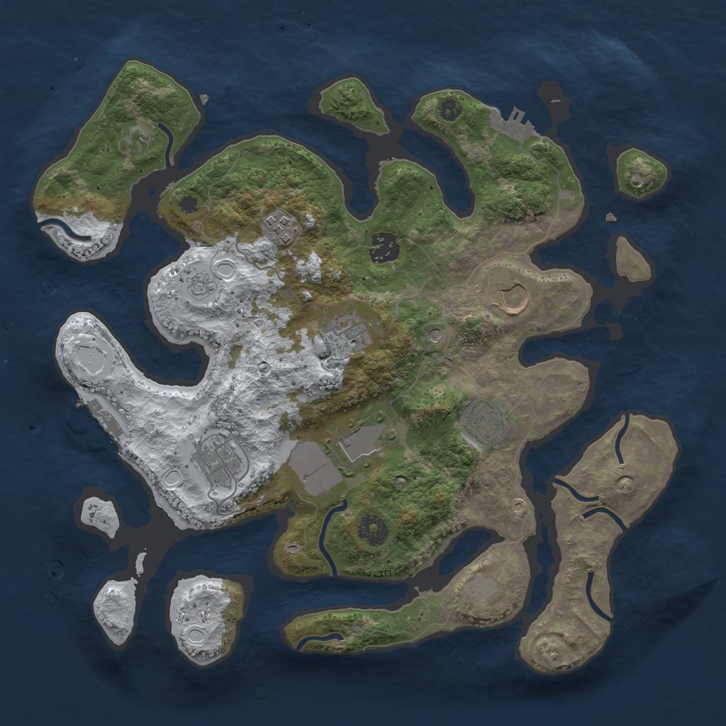 Rust Map: Procedural Map, Size: 3500, Seed: 5039040, 16 Monuments