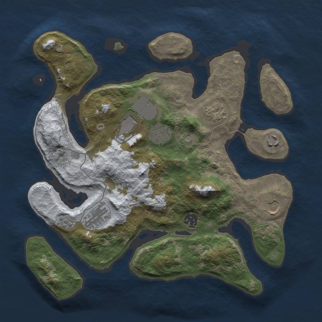 Rust Map: Barren, Size: 3500, Seed: 5195237, 11 Monuments