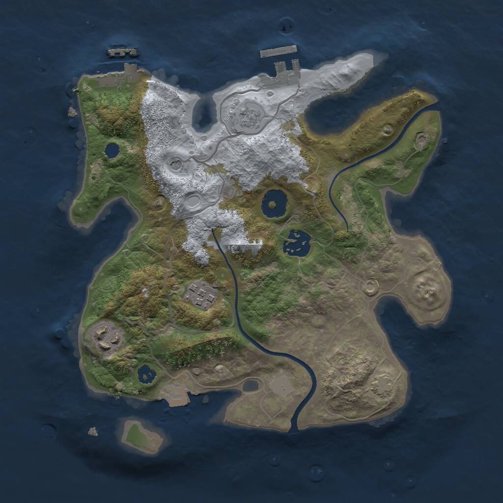 Rust Map: Procedural Map, Size: 2750, Seed: 1909317571, 9 Monuments