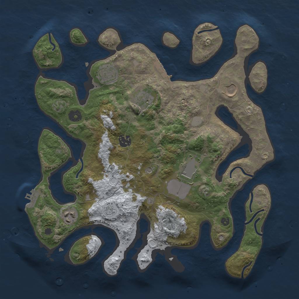 Rust Map: Procedural Map, Size: 3500, Seed: 943938, 15 Monuments