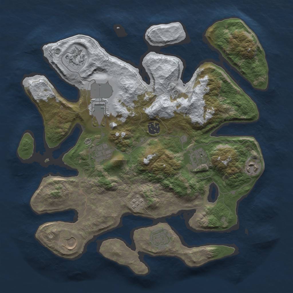 Rust Map: Barren, Size: 3500, Seed: 5213358, 12 Monuments